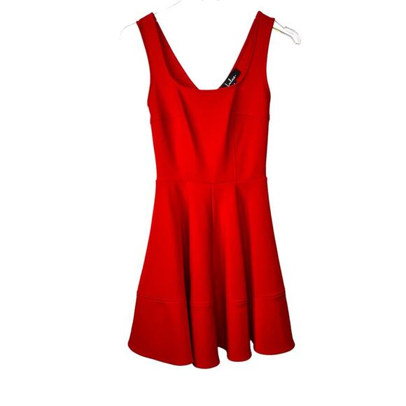 LULUS Home Before Daylight Red Square Neck Sleeveless Skater Dress Size Small - Picture 4 of 10